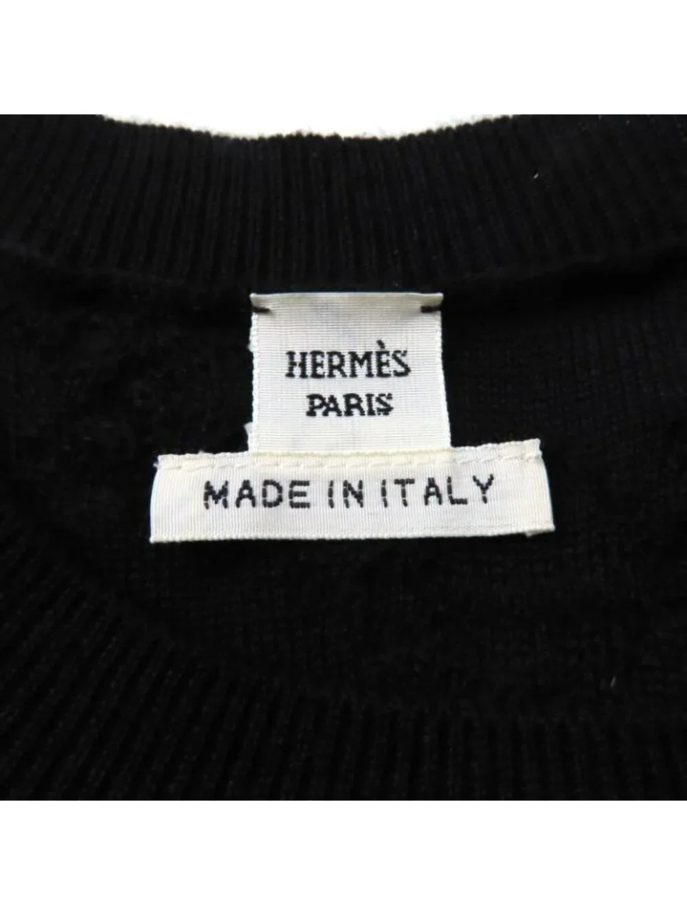 Hermes Cashmere Silk Blend Crew Neck French Sleeve Dress Black 34 - Picture 6 of 9